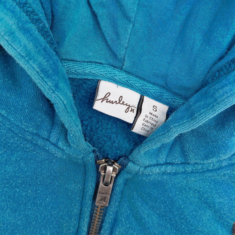Hurley Full Zip Hoodie Sweater Womens S Teal Bird Cropped Y2K Bella Swan Rory - Picture 3 of 10